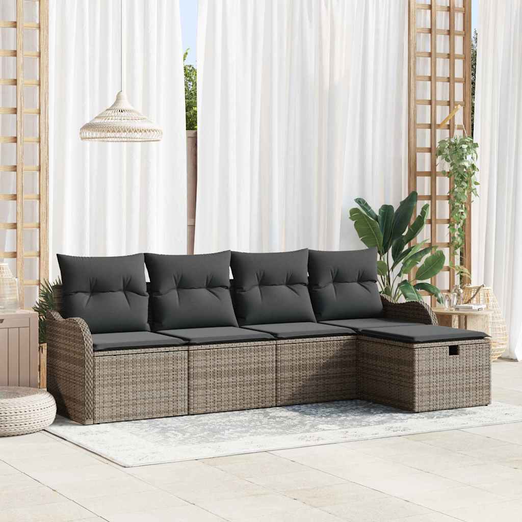 vidaXL Conjunto de sofá de jardín 5 uds. Poliratán