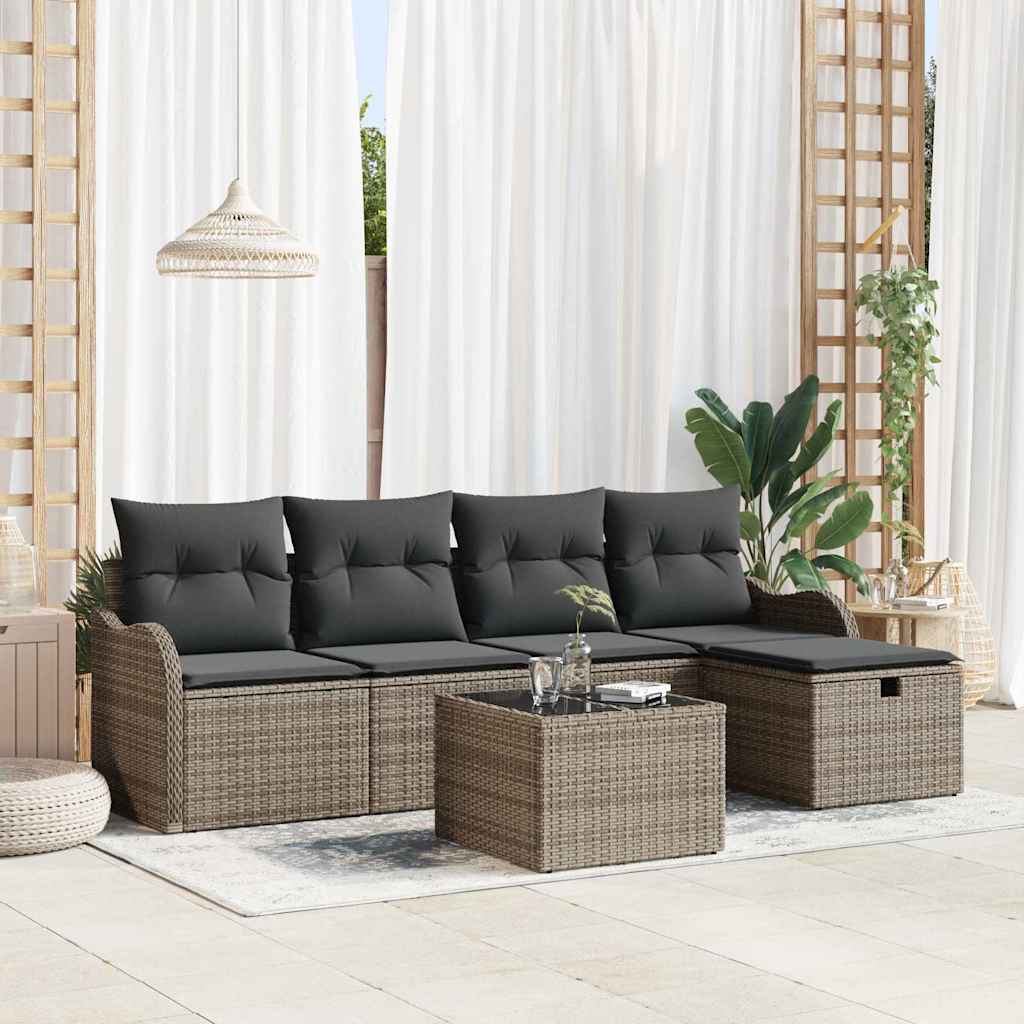 vidaXL Conjunto de sofá de jardín 6 uds. Poliratán