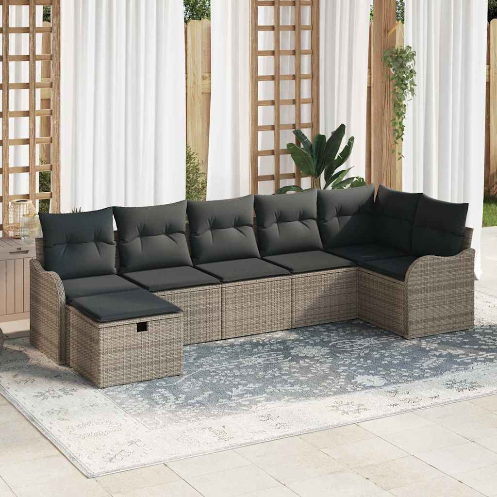 vidaXL Conjunto de sofá de jardín 7 uds. Poliratán