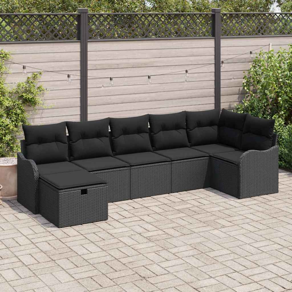 vidaXL Conjunto de sofá de jardín 7 uds. Poliratán