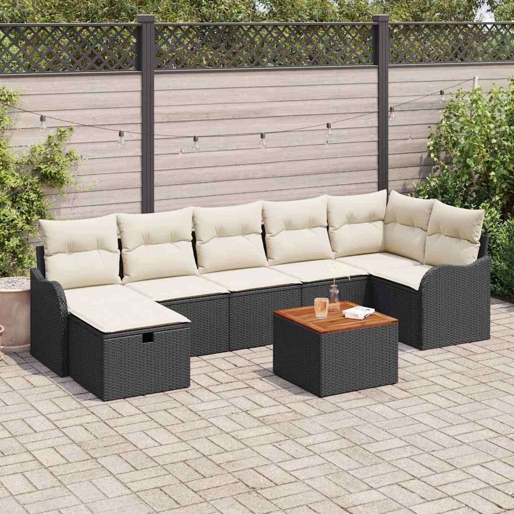 vidaXL Conjunto de sofás de jardín 8 uds. Negro Poliratán