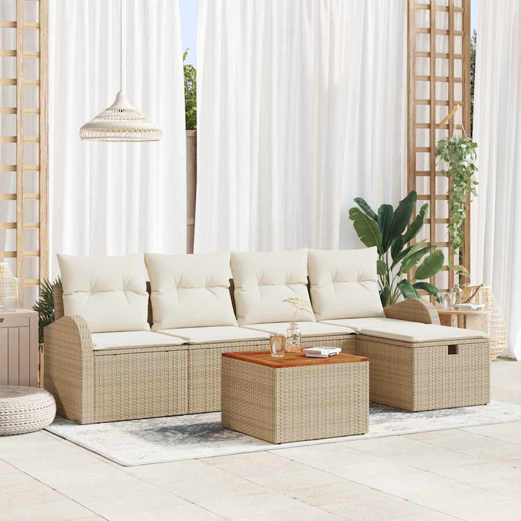vidaXL Conjunto de sofás de jardín 6 uds. Beige Poliratán