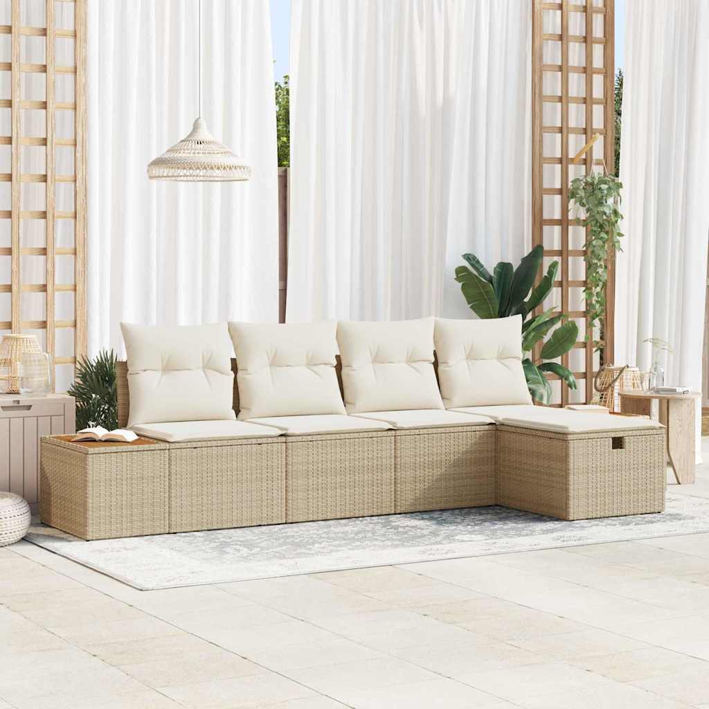 vidaXL Conjunto de sofá de jardín 6 uds. Beige ratán sintético