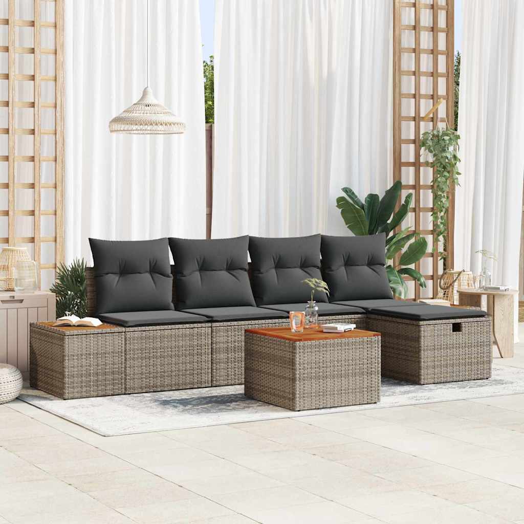 vidaXL Conjunto de sofá de jardín 6 uds. Gris ratán sintético