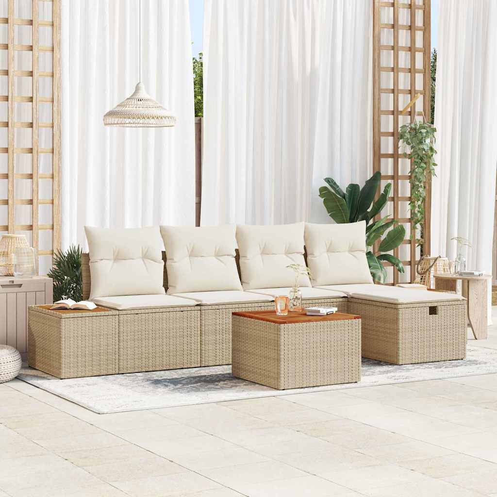 vidaXL Conjunto de sofá de jardín 6 uds. Beige ratán sintético