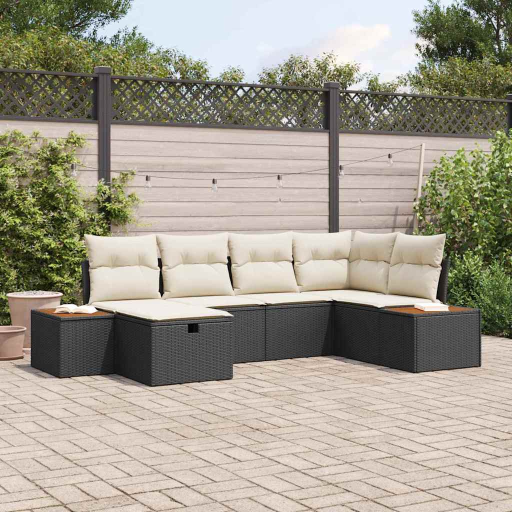 vidaXL Conjunto de sofá de jardín Negro ratán sintético