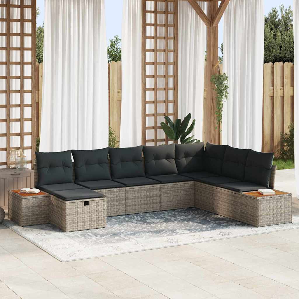 vidaXL Conjunto de sofá de jardín con cojín Gris ratán sintético