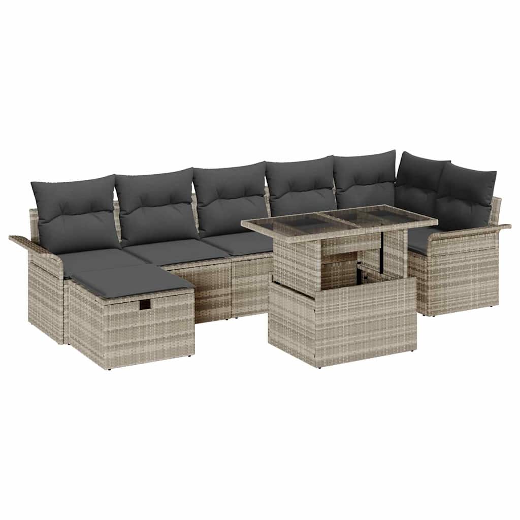 vidaXL Conjunto de sofá de jardín 8 uds. Gris Claro ratán sintético (2)