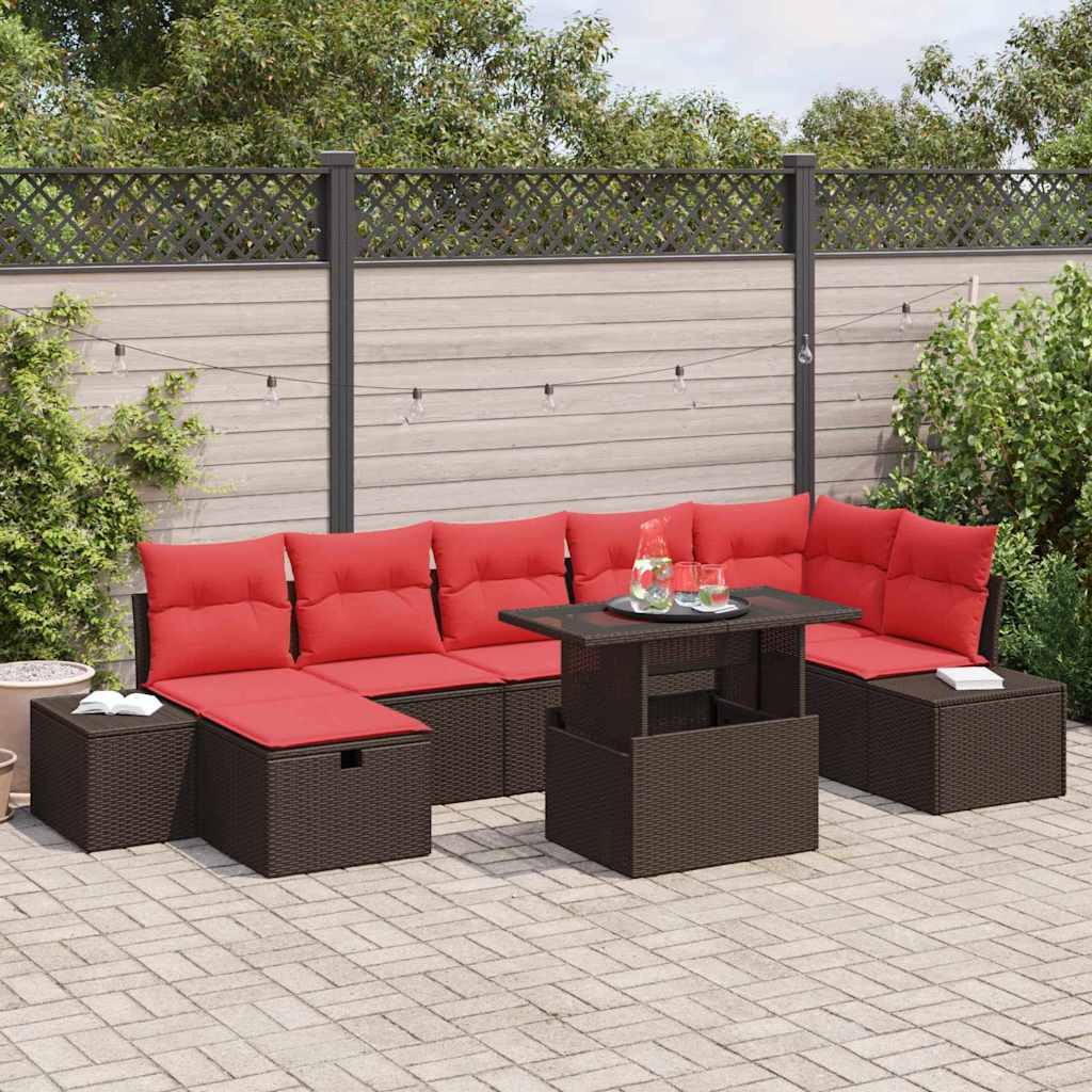 vidaXL Conjunto de sofá de jardín 8 uds. Marrón ratán sintético