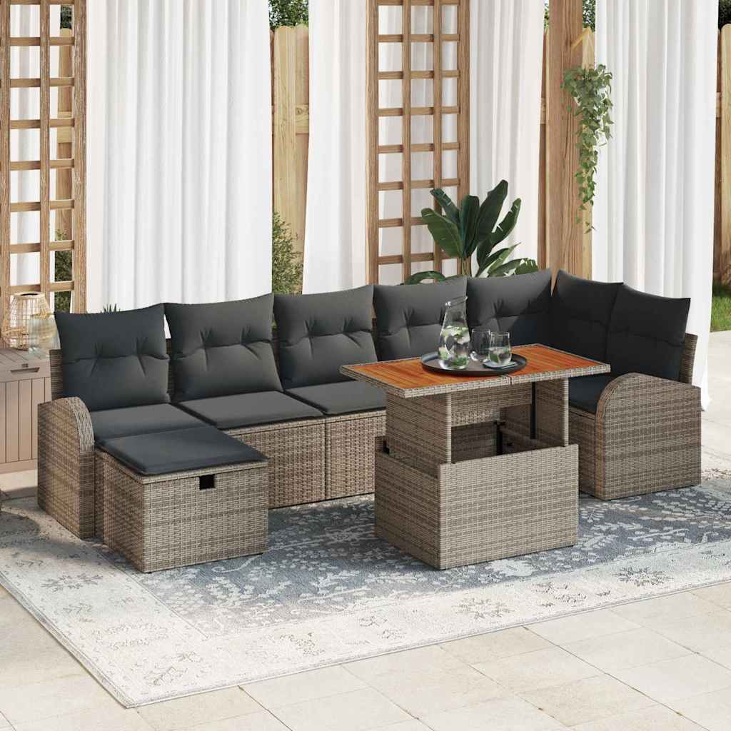 vidaXL Conjunto de sofá de jardín 8 uds. Gris ratán sintético