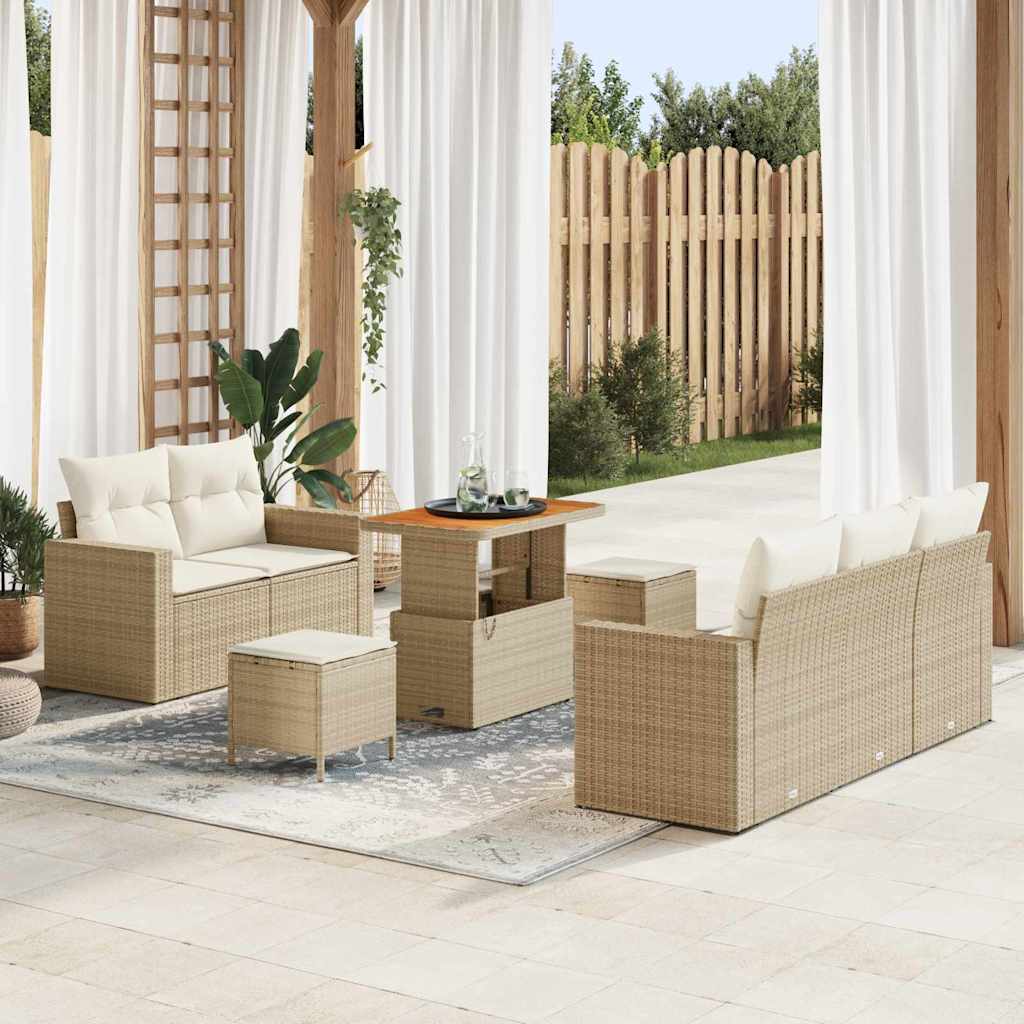 vidaXL Conjunto de sofá de jardín 8 pcs Beige ratán sintético