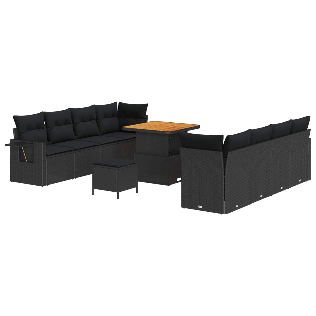 vidaXL Conjunto de sofá de jardín 11 uds. Negro Poliratán
