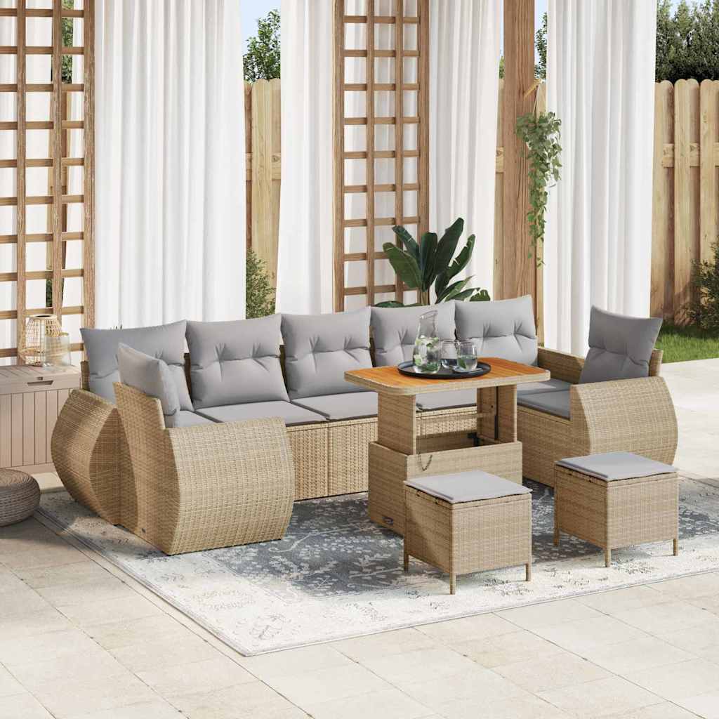 vidaXL Conjunto de sofás de jardín 10 uds. Beige ratán sintético