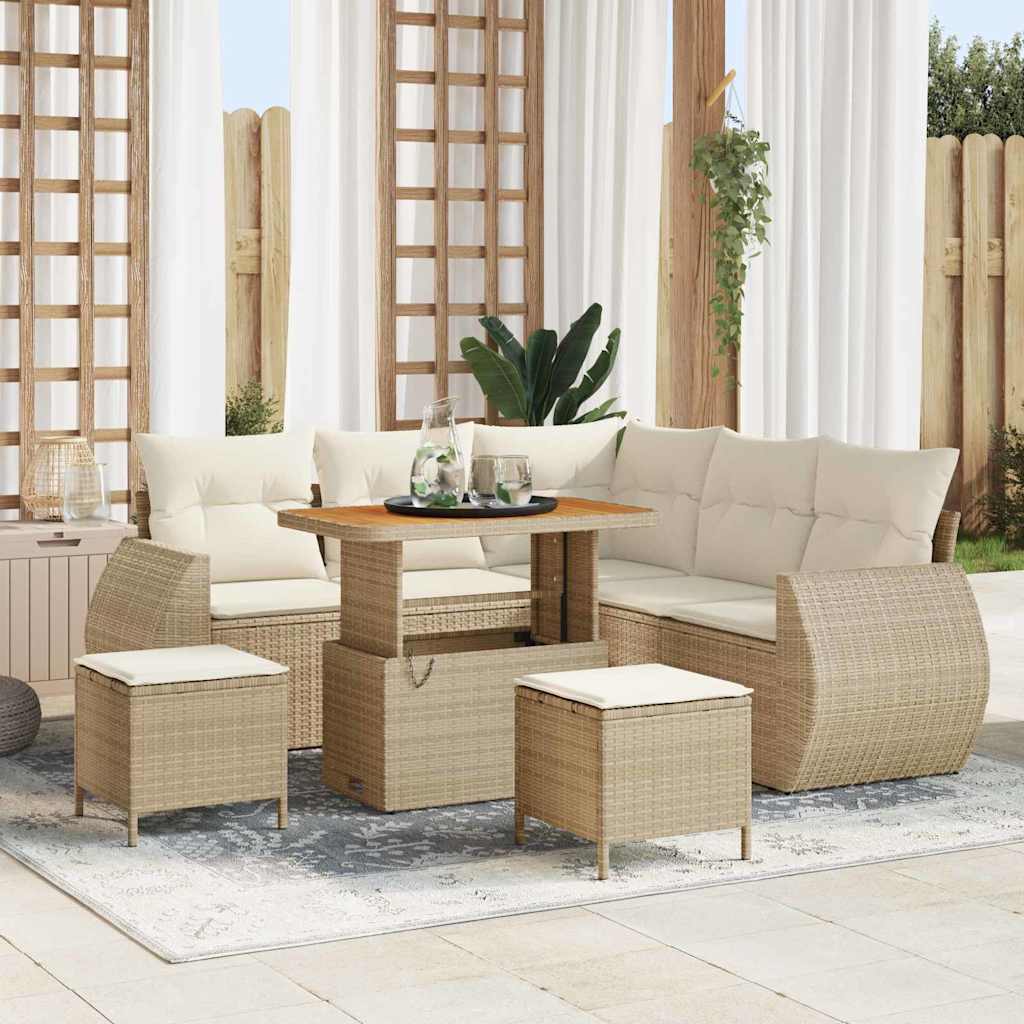 vidaXL Conjunto de sofás de jardín 8 uds. Beige ratán sintético