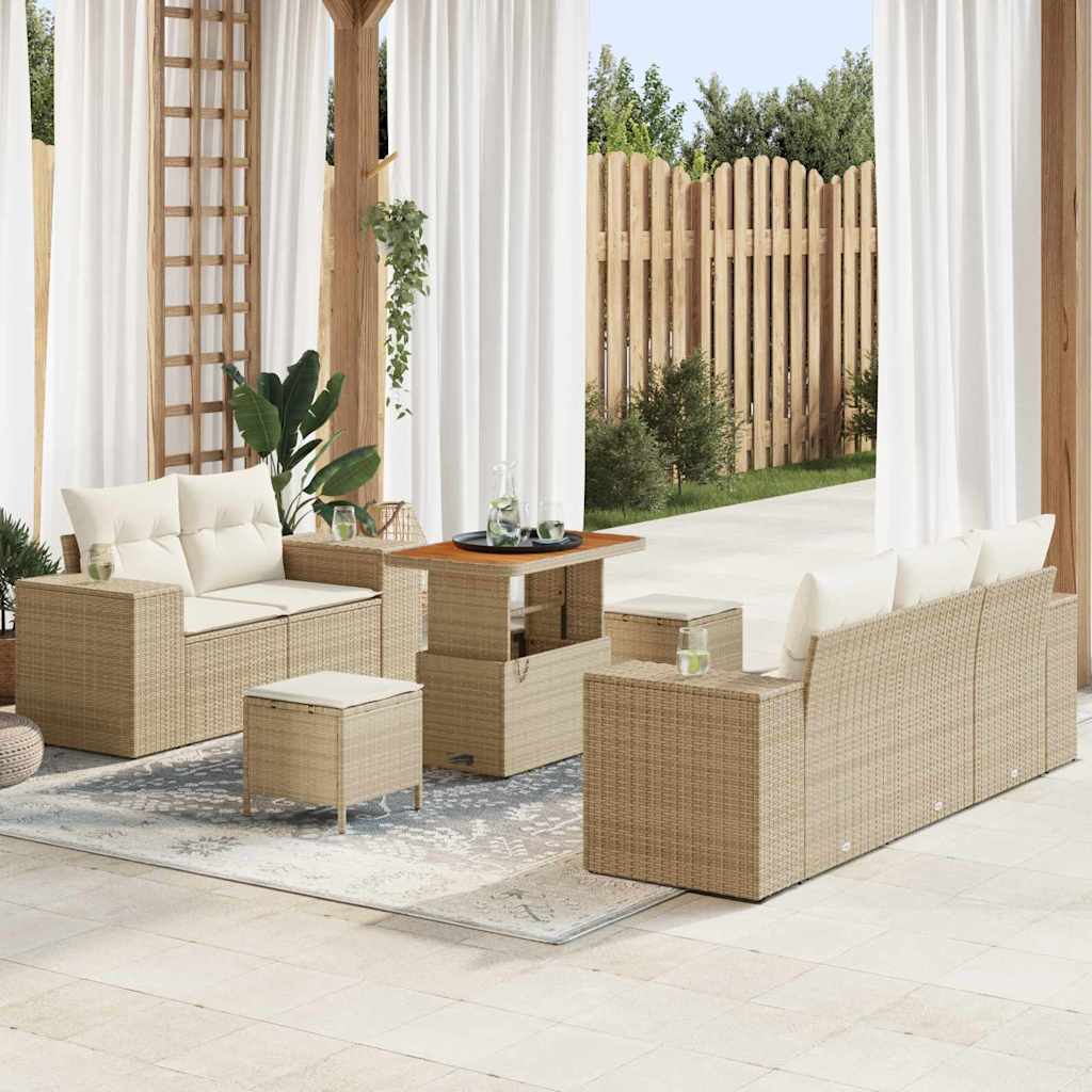 vidaXL Conjunto de sofás de jardín 8 pcs Beige ratán sintético