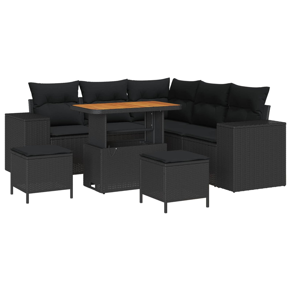 vidaXL Conjunto de sofá de jardín 8 uds. Negro ratán sintético