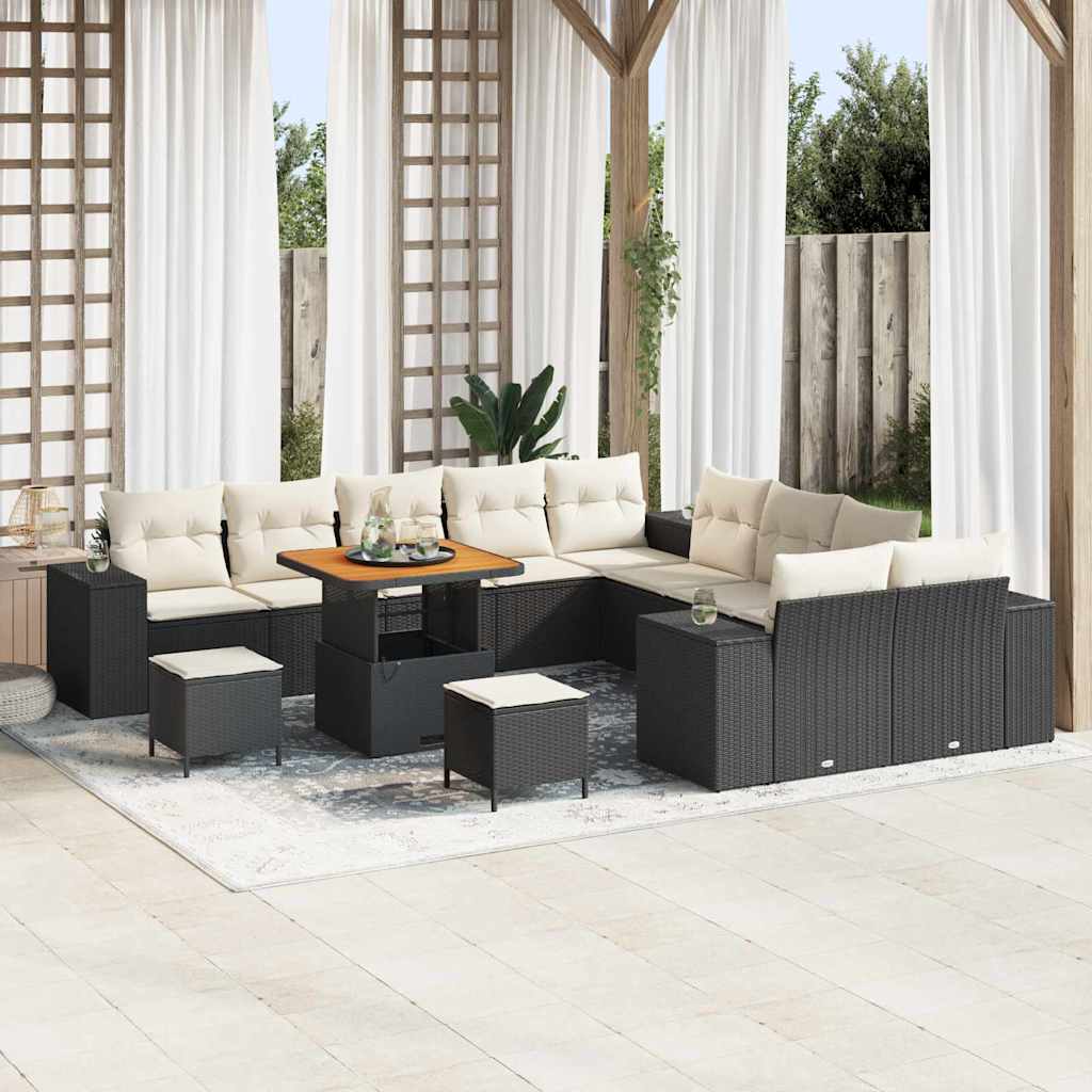 vidaXL Conjunto de sofá de jardín 13 uds. Negro ratán sintético