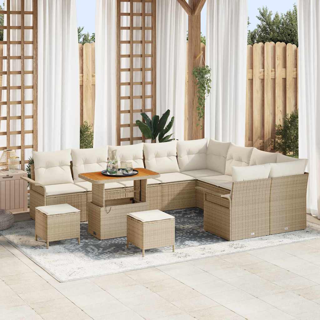 vidaXL Conjunto de sofás de jardín 12 uds. Beige ratán sintético