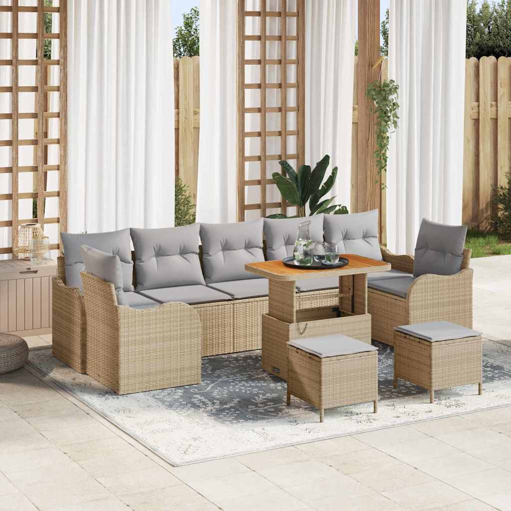 vidaXL Conjunto de sofás de jardín 10 uds. Beige ratán sintético