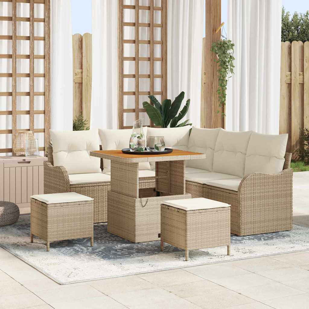 vidaXL Conjunto de sofás de jardín 8 uds. Beige ratán sintético