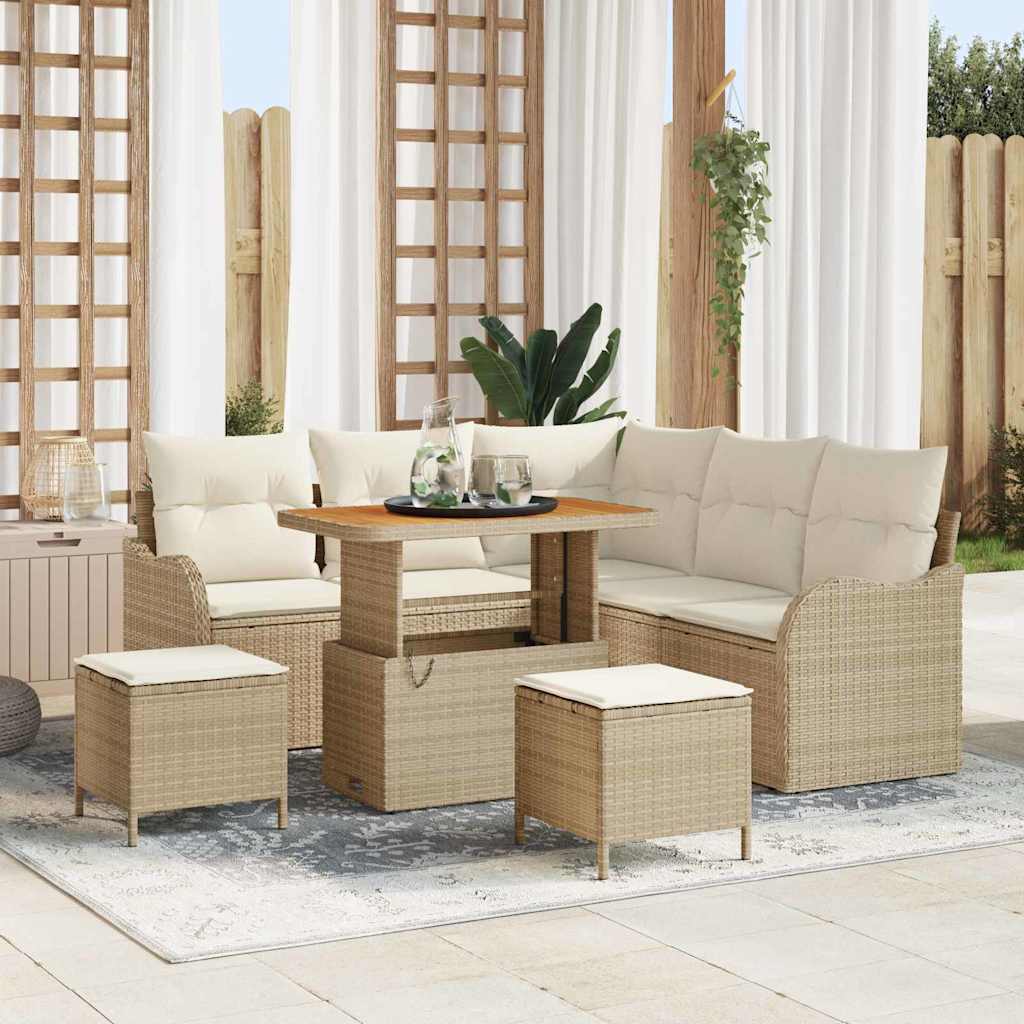 vidaXL Conjunto de sofás de jardín 8 uds. Beige ratán sintético