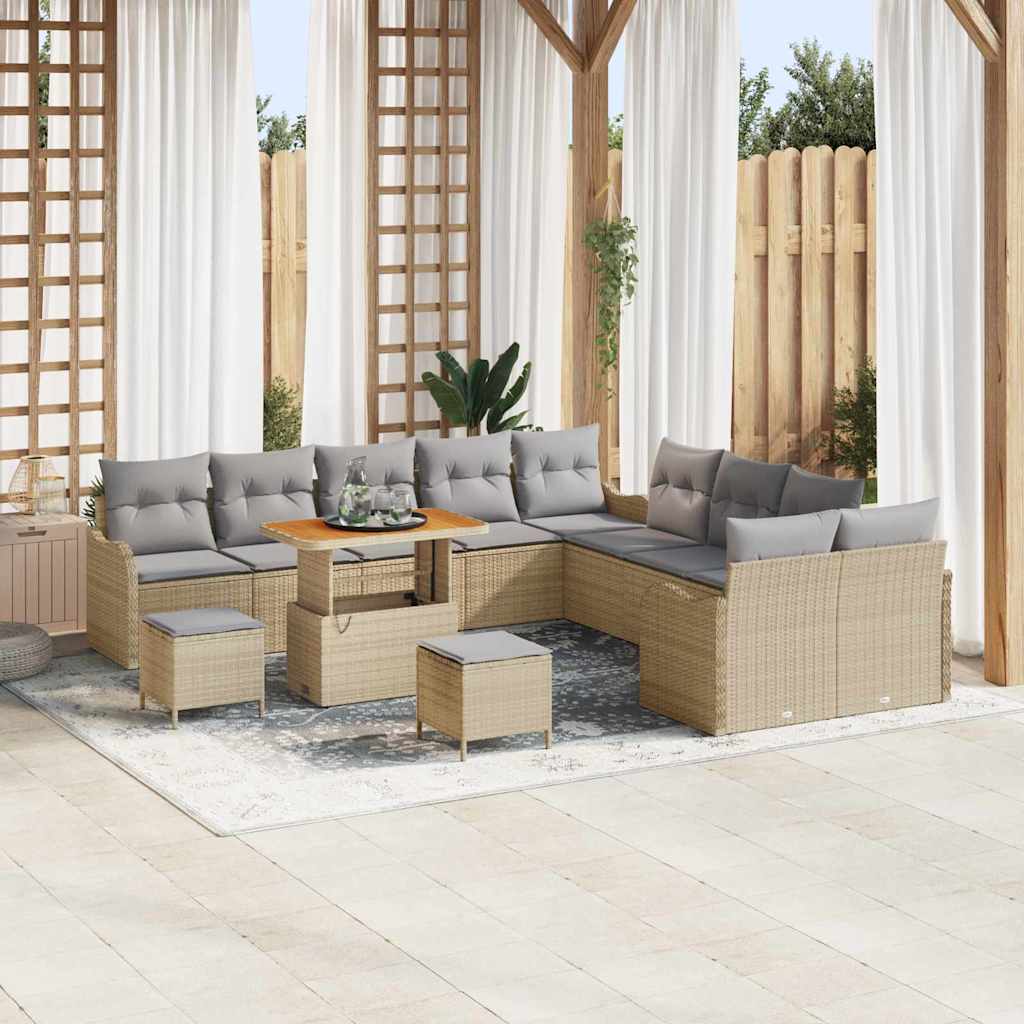 vidaXL Conjunto de sofá de jardín 13 uds. Beige ratán sintético