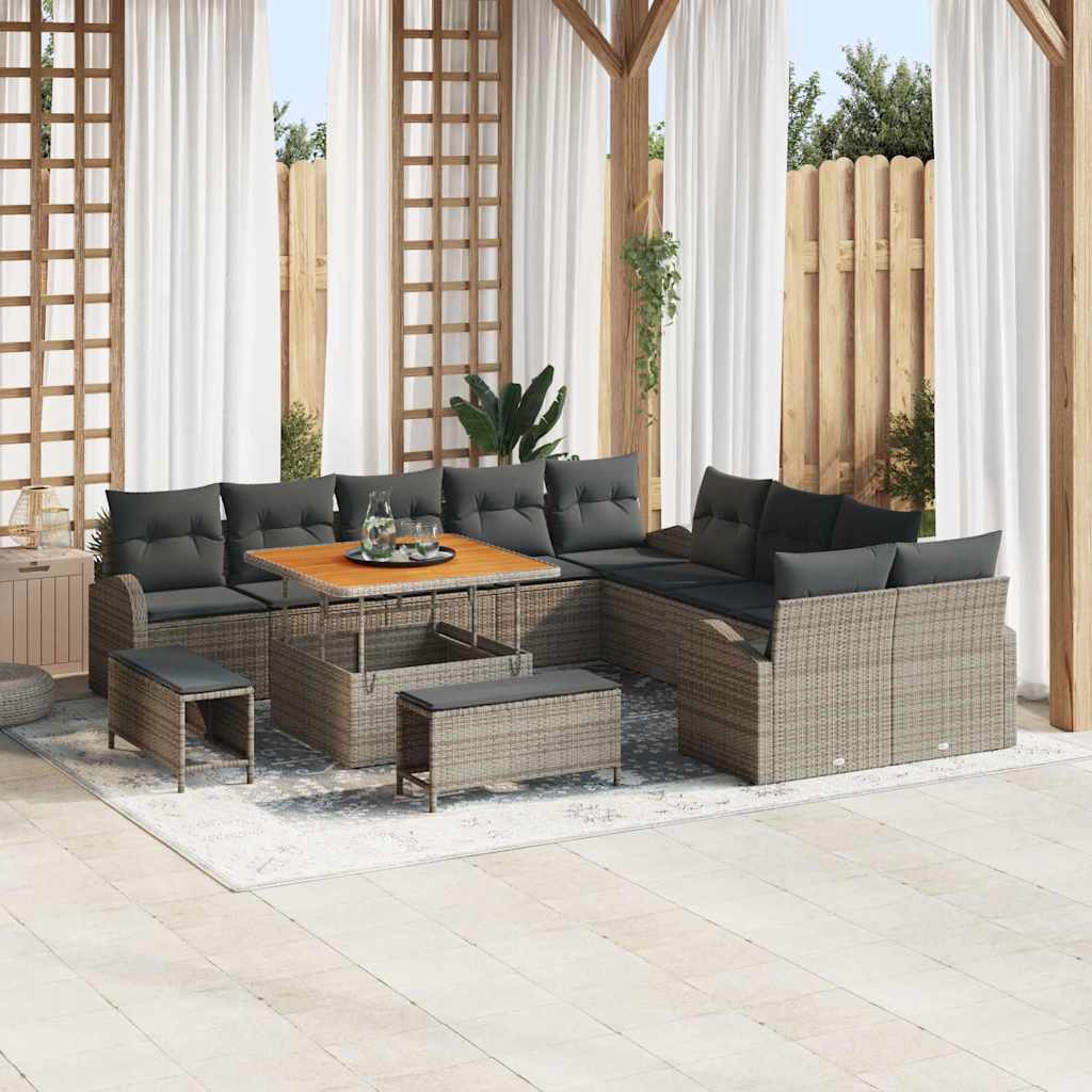 vidaXL Conjunto de sofás de jardín 13 uds. Gris ratán sintético