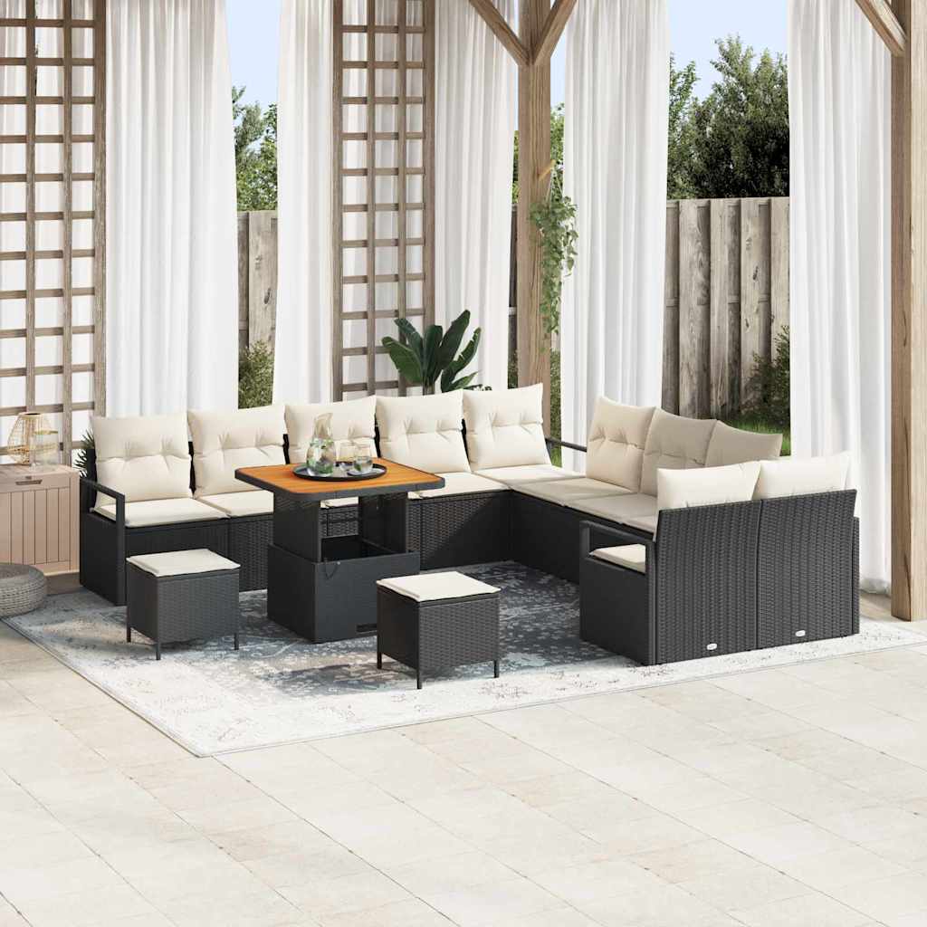 vidaXL Conjunto de sofás de jardín 13 uds. Negro ratán sintético