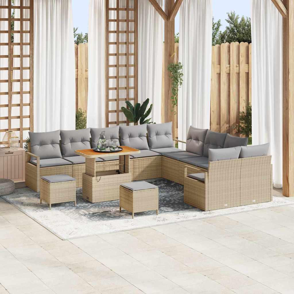 vidaXL Conjunto de sofás de jardín 13 uds. Beige ratán sintético