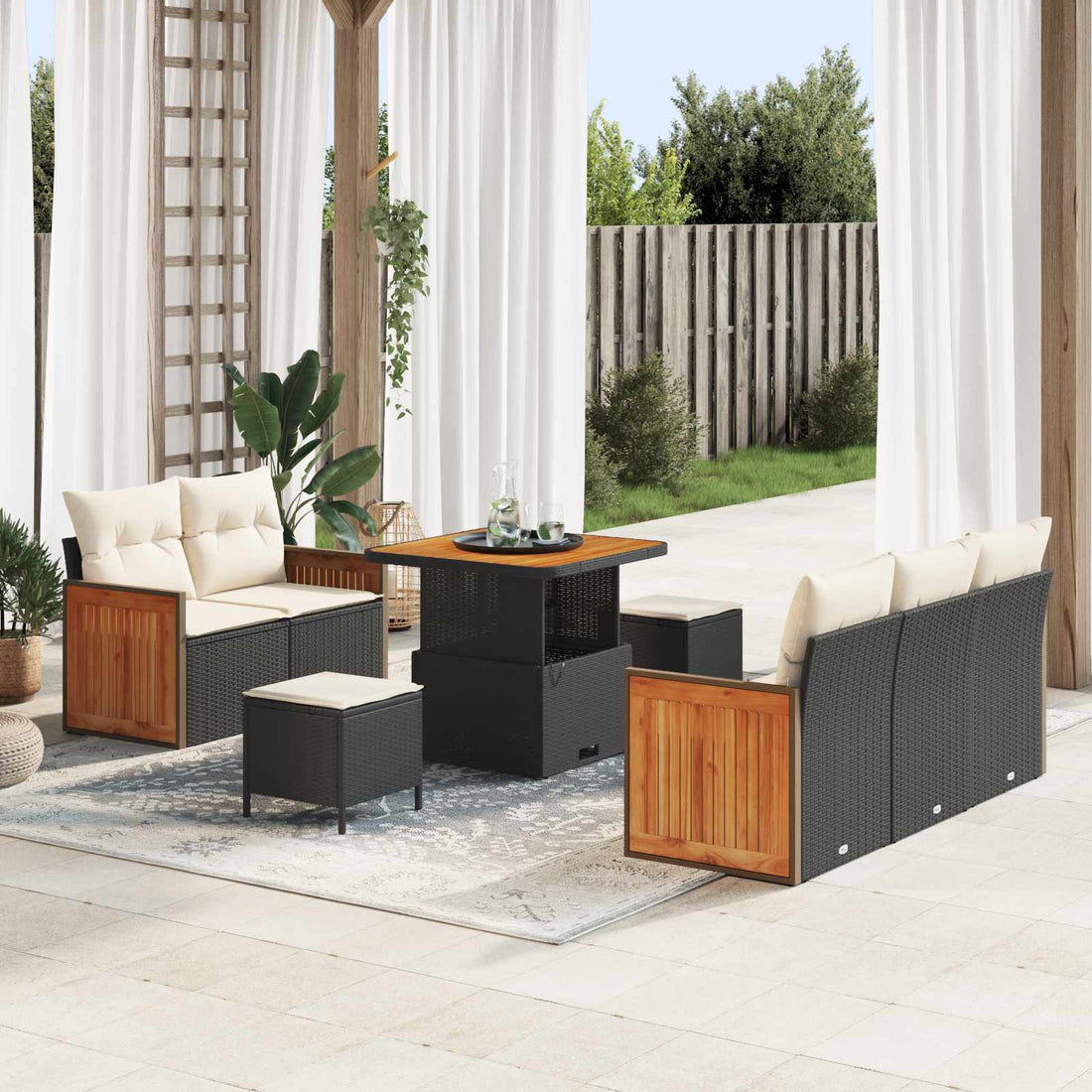 vidaXL Conjunto de sofás de jardín 8 uds. 8-Número de plazas
