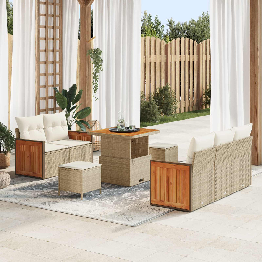 vidaXL Conjunto de sofás de jardín 8 uds. 8-Número de plazas