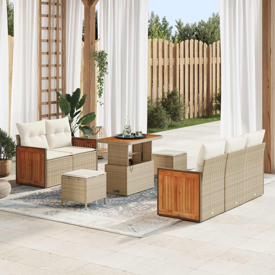 vidaXL Conjunto de sofás de jardín 8 uds. 8-Número de plazas