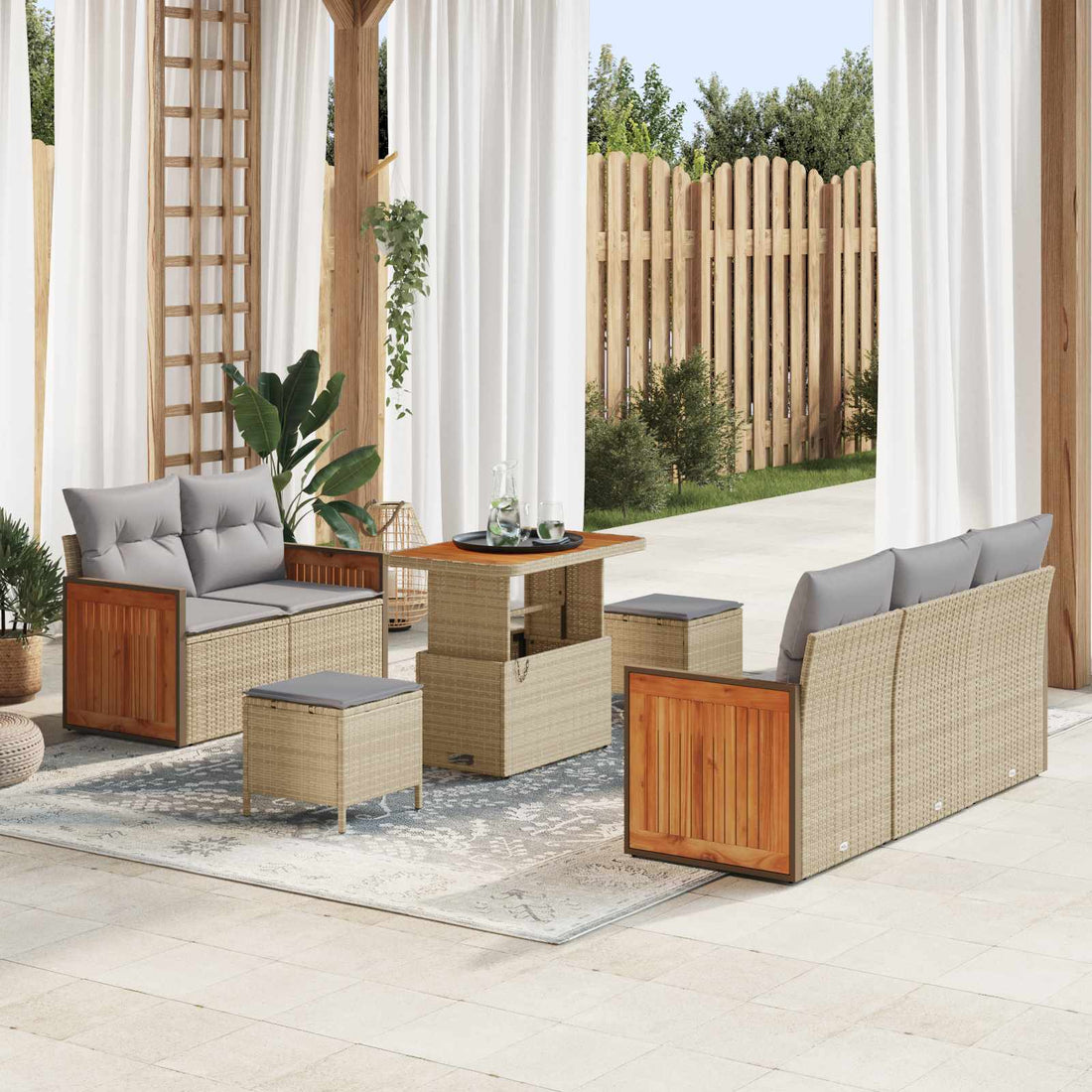 vidaXL Conjunto de sofás de jardín 8 uds. 8-Número de plazas