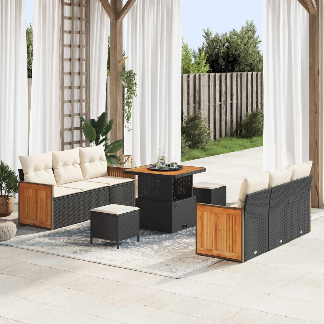 vidaXL Conjunto de sofás de jardín 9 uds. 8-Número de plazas