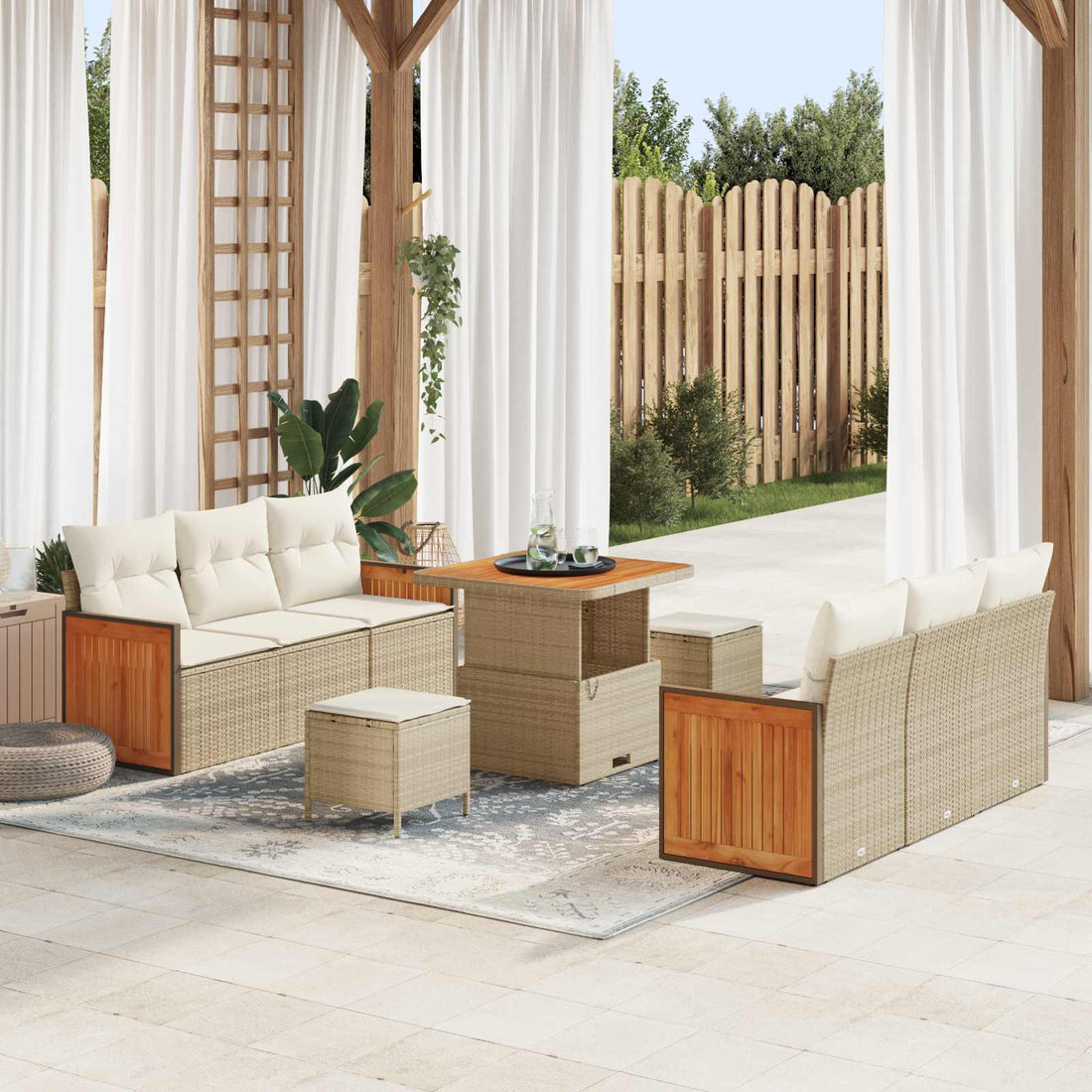 vidaXL Conjunto de sofás de jardín 9 uds. 8-Número de plazas