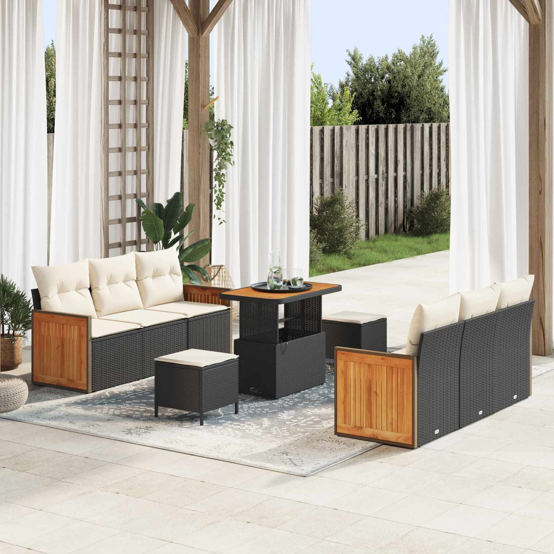 vidaXL Conjunto de sofás de jardín 9 uds. 8-Número de plazas