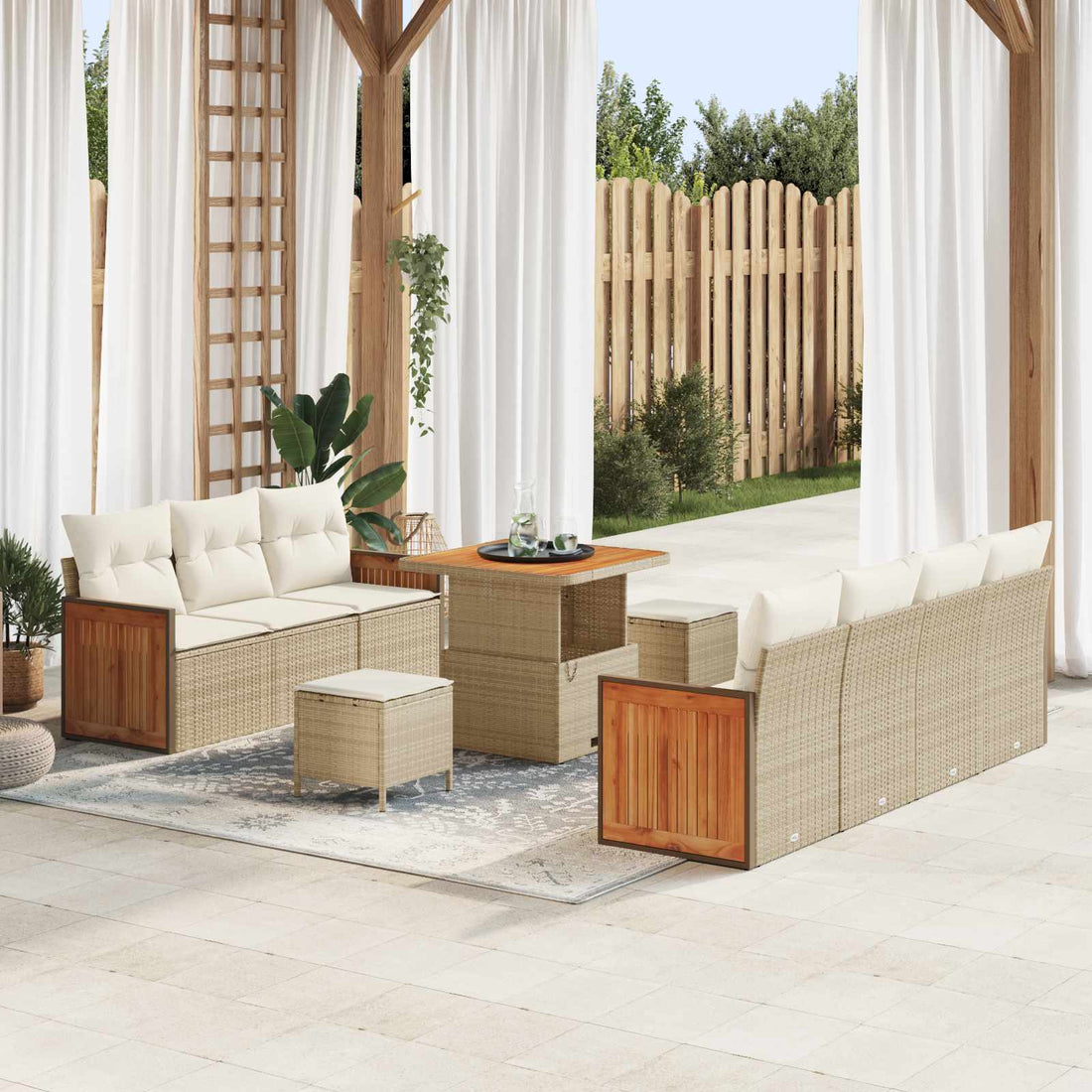 vidaXL Conjunto de sofás de jardín 10 uds. 9-Número de plazas