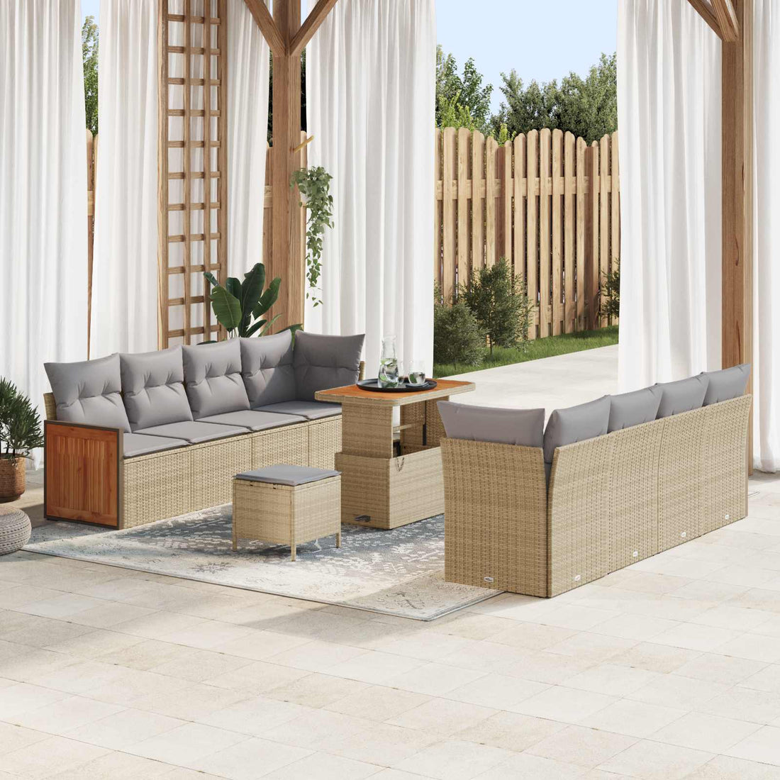 vidaXL Conjunto de sofás de jardín 11 uds. 11-Número de plazas