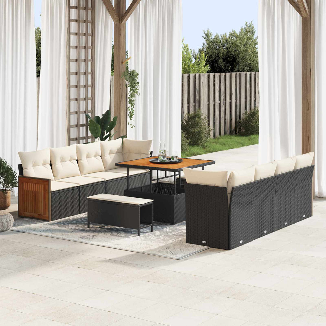 vidaXL Conjunto de sofás de jardín 11 uds. 11-Número de plazas