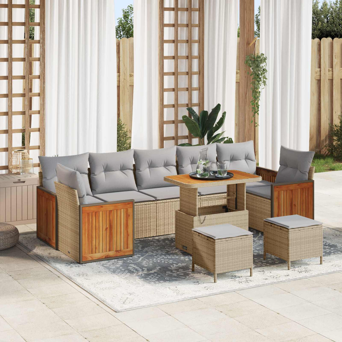 vidaXL Conjunto de sofás de jardín 10 uds. 10-Número de plazas