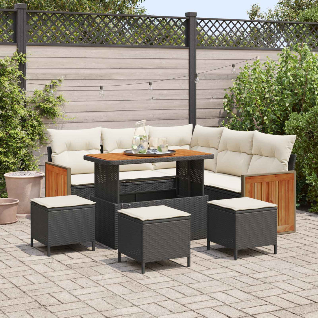 vidaXL Conjunto de sofás de jardín 9 uds. 9-Número de plazas