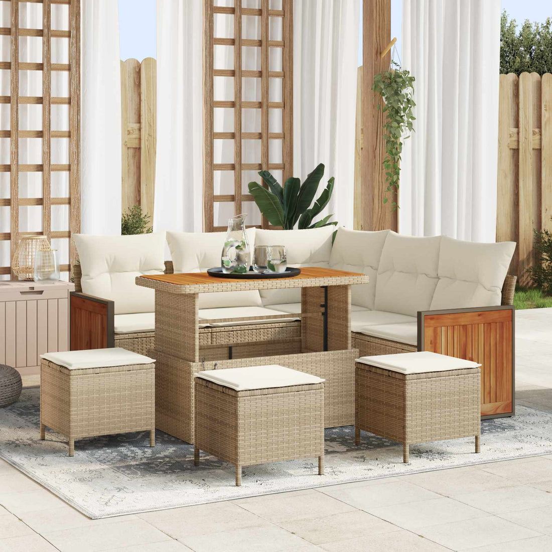 vidaXL Conjunto de sofás de jardín 9 uds. 9-Número de plazas