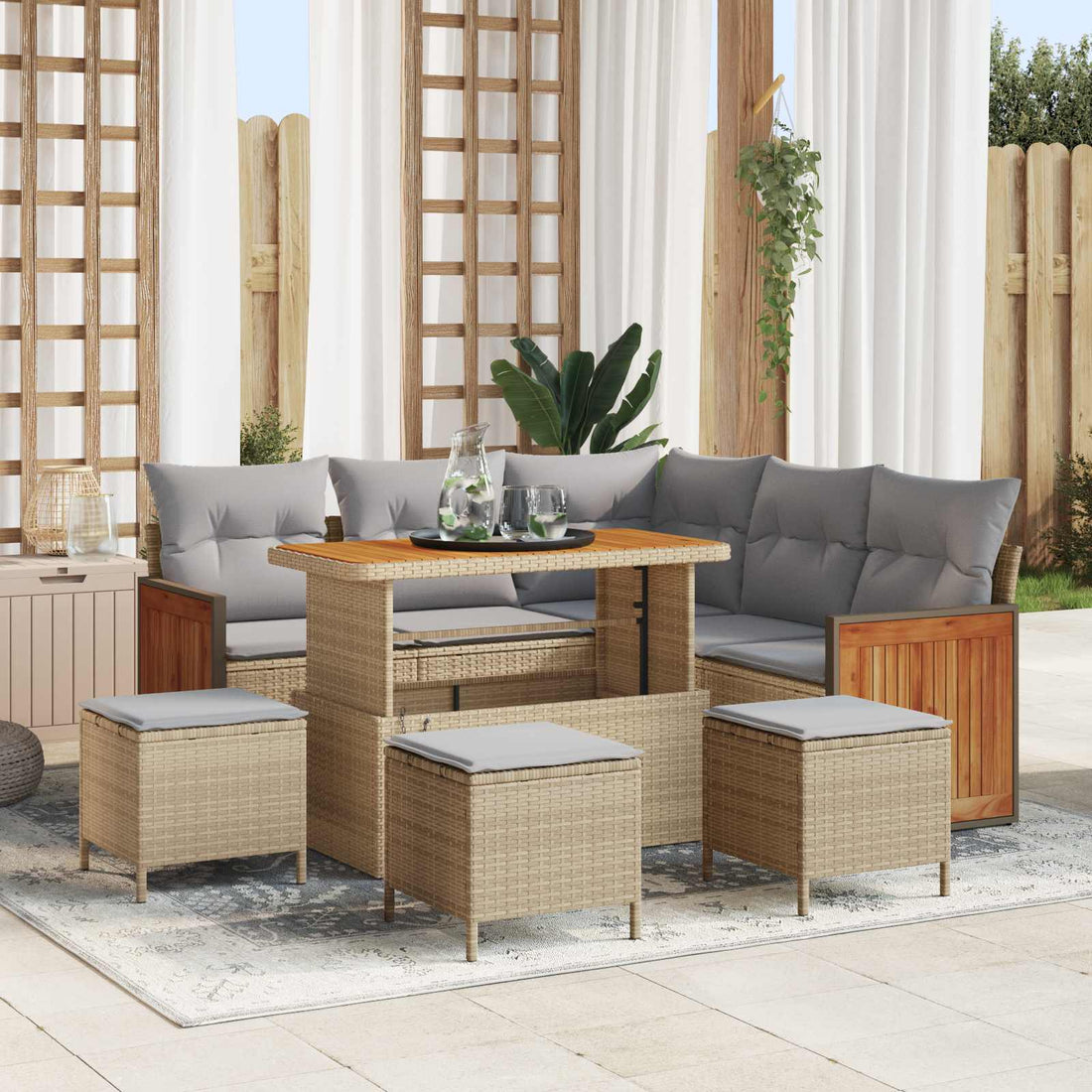 vidaXL Conjunto de sofás de jardín 9 uds. 9-Número de plazas