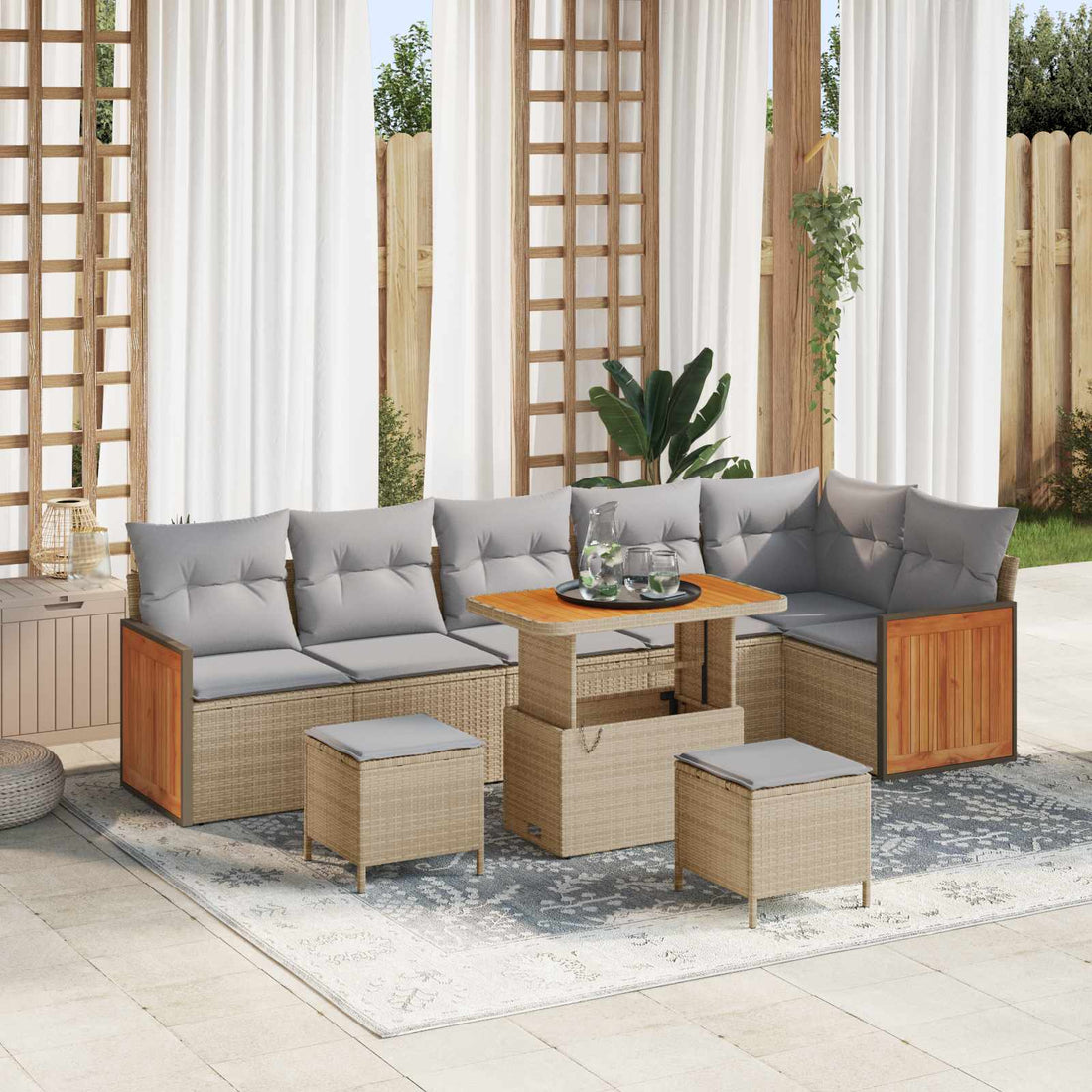 vidaXL Conjunto de sofás de jardín 9 uds. 9-Número de plazas