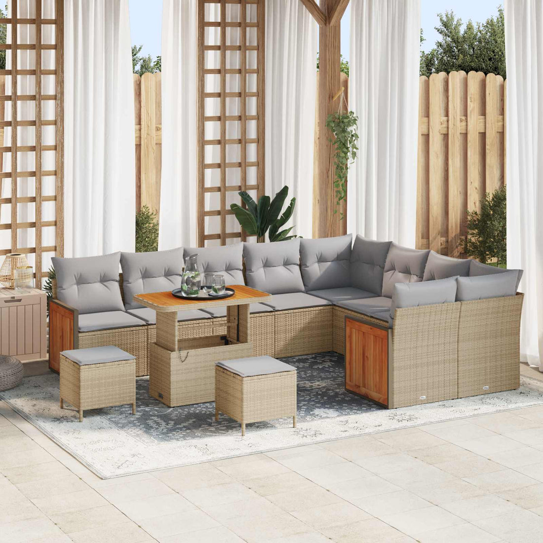 vidaXL Conjunto de sofás de jardín 12 uds. 12-Número de plazas