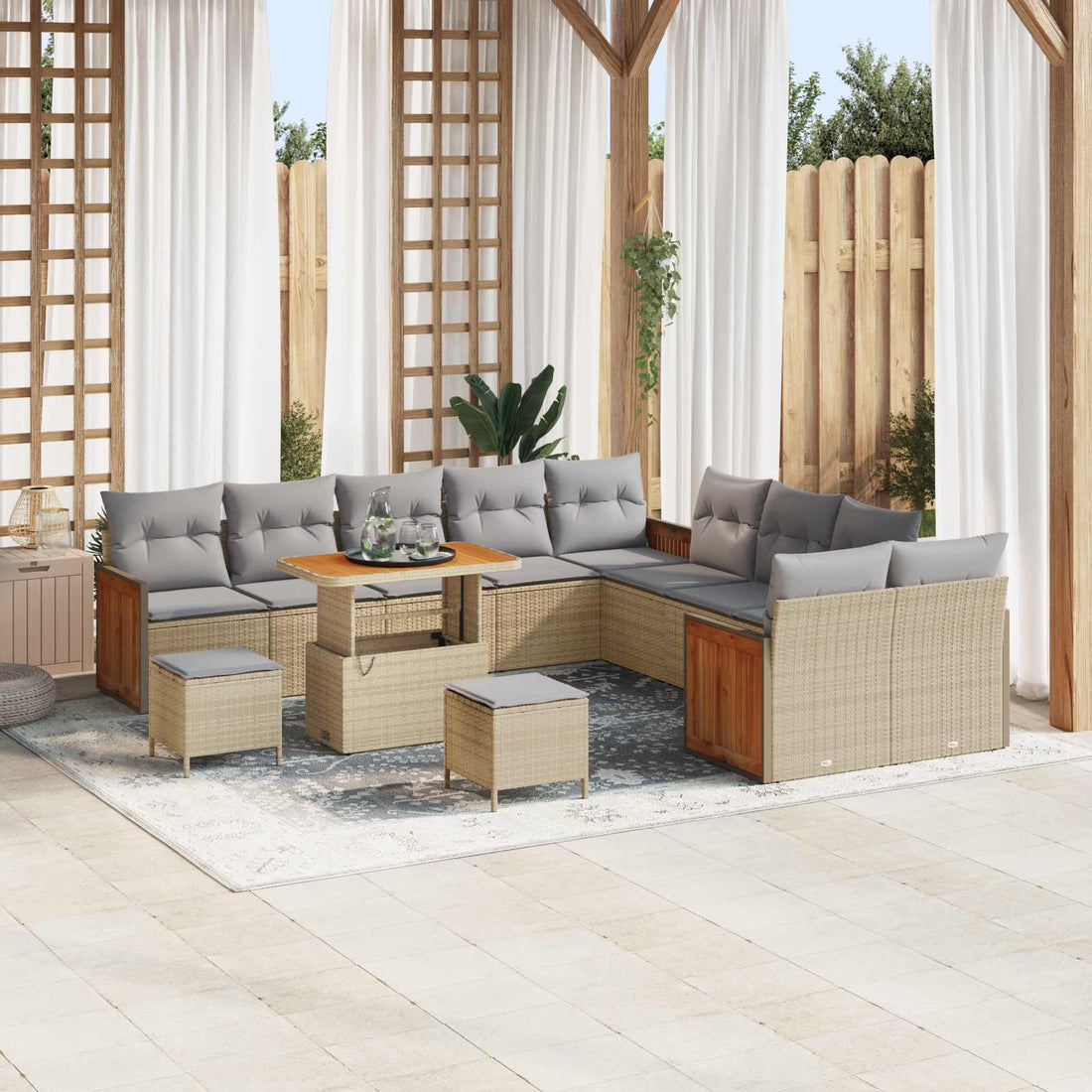 vidaXL Conjunto de sofás de jardín 13 uds. 12-Número de plazas