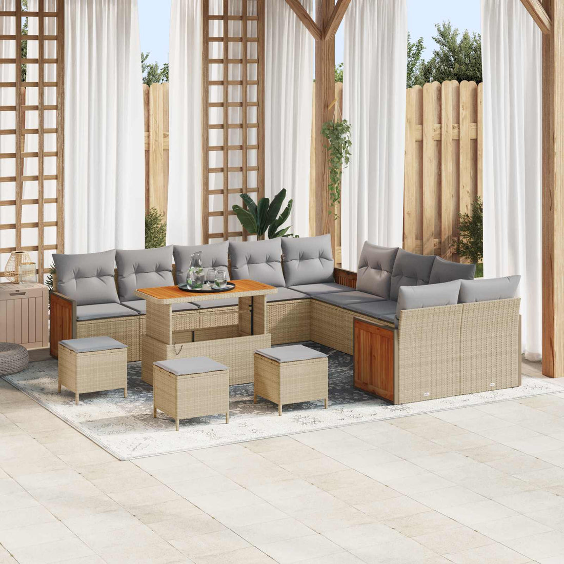 vidaXL Conjunto de sofás de jardín 14 uds. 14-Número de plazas
