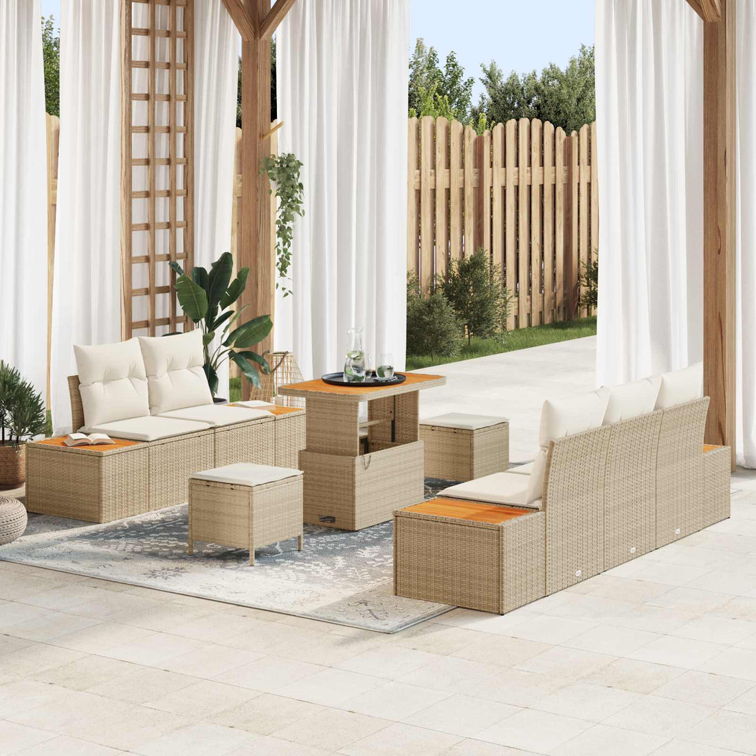 vidaXL Conjunto de sofás de jardín 8 uds. 7-Número de plazas