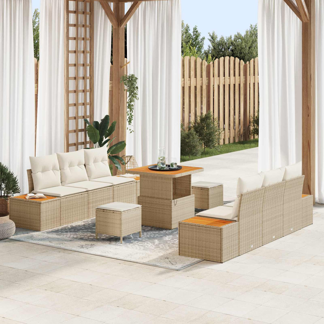 vidaXL Conjunto de sofás de jardín 9 uds. 8-Número de plazas