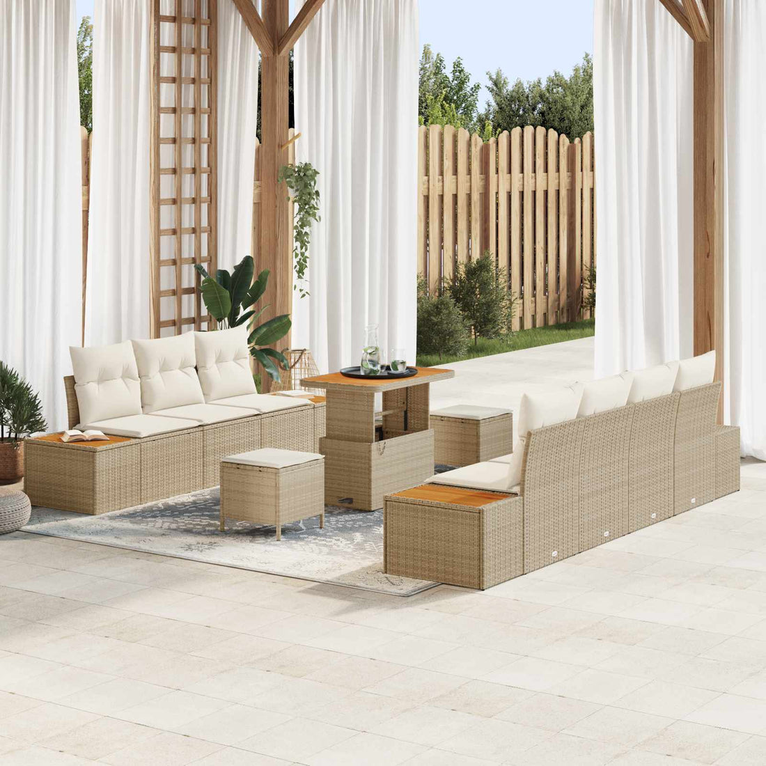 vidaXL Conjunto de sofás de jardín 10 uds. 9-Número de plazas